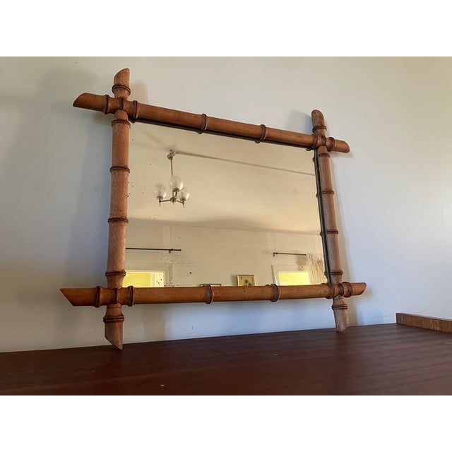 Bamboo Rectangular Mirror, 1970 For Sale - Image 10 of 12