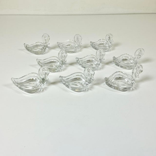 Mid-Century Modern 1950s Vintage Hollywood Regency Art Deco Swan Salt Cellars & Butter Dish - Set of 10. For Sale - Image 3 of 18