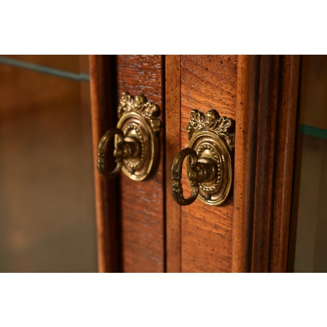 Baker Furniture Style French Regency Carved Walnut Lighted Breakfront Bookcase Cabinet For Sale - Image 9 of 12