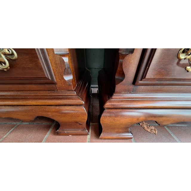 Red 1980s Pair Of Signed Lexington Cherry Wood Chests or End Tables For Sale - Image 8 of 11