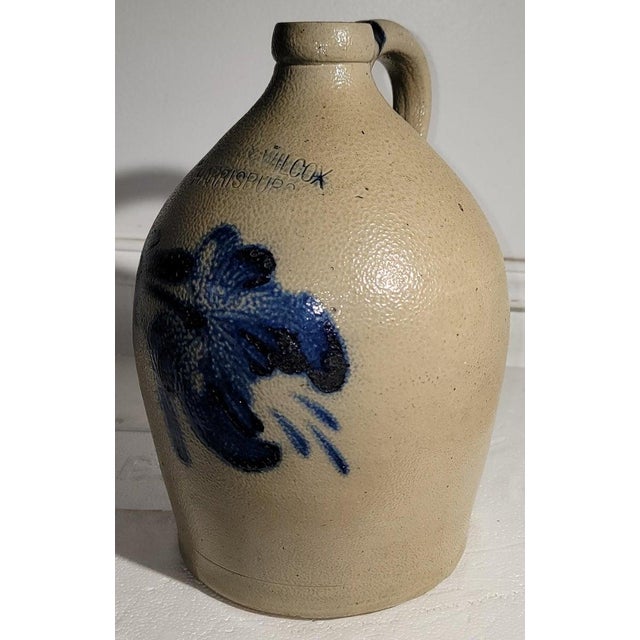 Rustic 19Thc Decorated Stoneware Jug From Pennsylvania For Sale - Image 3 of 7