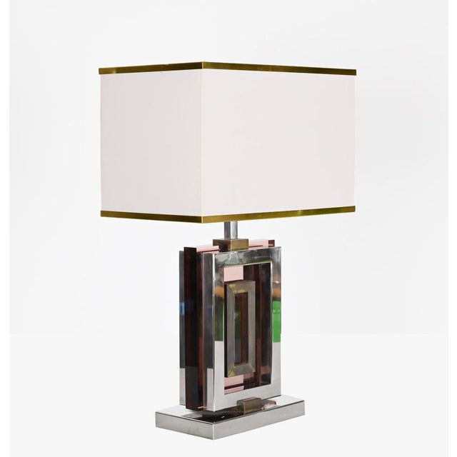 Table Lamp in Acrylic Glass, Chrome and Brass by Romeo Rega, Italy, 1970s For Sale - Image 12 of 18
