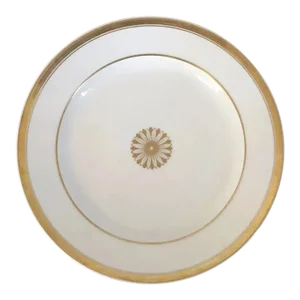 Early 19th Century French Empire Porcelain Round Platter Decorated with Gold Flower Head