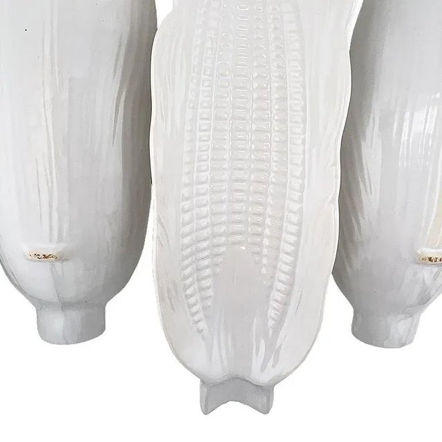 Ceramic Set of 4 Vintage White Ceramic Corn Dishes, Mid-Century Corn Holders For Sale - Image 7 of 10