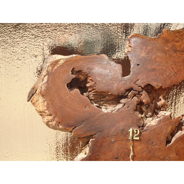 Vintage Live Edge Burl Redwood Wall Clock For Sale - Image 11 of 15