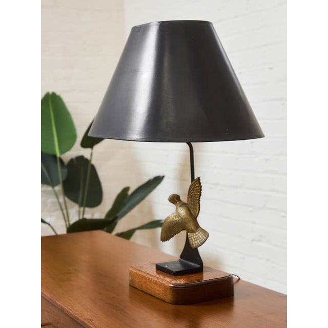Metal Vintage Gold Pheasant Lamp For Sale - Image 7 of 8
