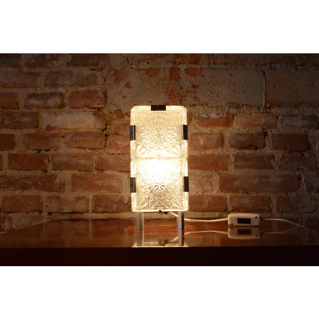 Mid-Century Czech Glass Table Lamp attributed to Kamenický Šenov, 1950s For Sale - Image 11 of 13