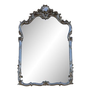 Italian Silver Leaf Wood Wall Mirror For Sale