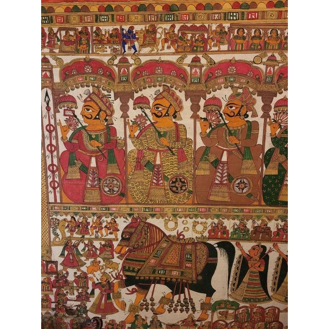 1980s Rajasthani Scroll Painting For Sale In Boston - Image 6 of 12