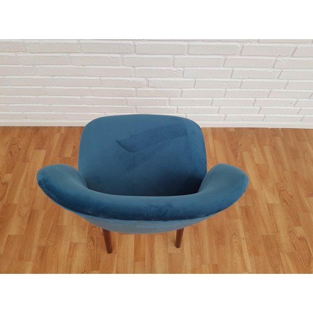 1960s Mid-Century Retro Velvet & Beech Chair For Sale - Image 5 of 13