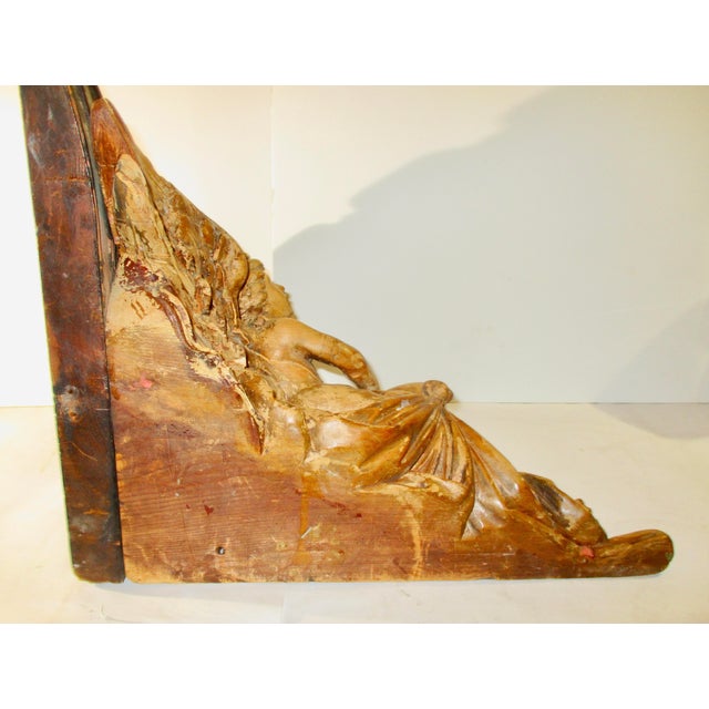 Burnt Umber Antique Carved Italian Corner Shelf Bracket For Sale - Image 8 of 12