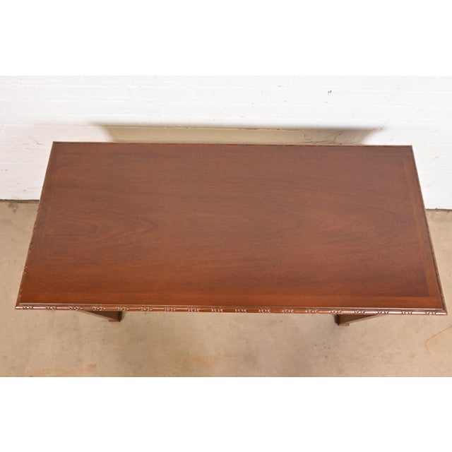 Baker Furniture Historic Charleston Georgian Carved Mahogany Writing Desk or Console Table, Newly Refinished For Sale - Image 9 of 14