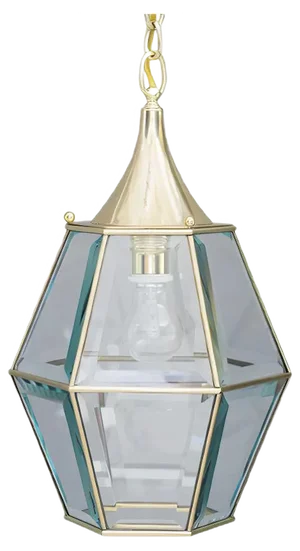 Art Deco Lantern with Original Cut Glasses, 1920s