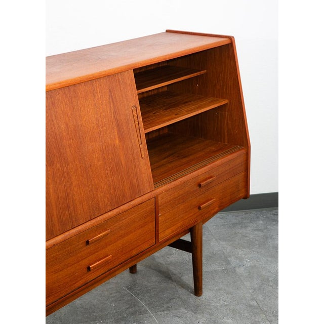 Wood Mid Century Danish Modern Credenza Sideboard Central Bar Teak MCM 6 Drawers 78" For Sale - Image 7 of 12