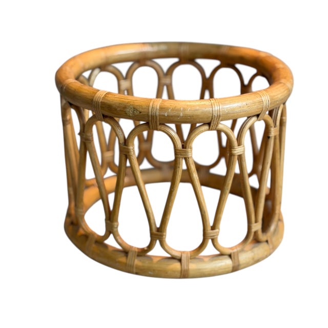 1970s Rattan Bamboo Plant Stand Base Set of 2 Decor For Sale - Image 9 of 16