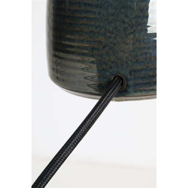 Black Danish Model 1040 Table Lamp in Ceramic with Jute Lampshade from Søholm, 1960s For Sale - Image 8 of 16