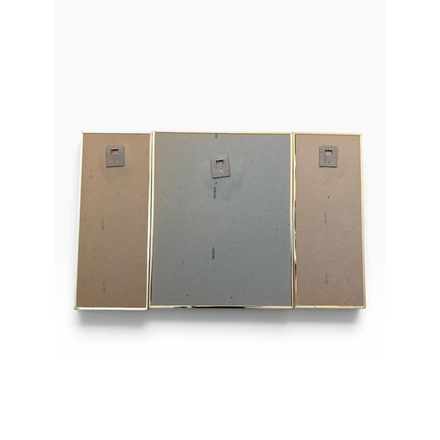 Glass Vintage Three-Piece Swan Etched Mirror Set With Gold-Tone Frames For Sale - Image 7 of 8