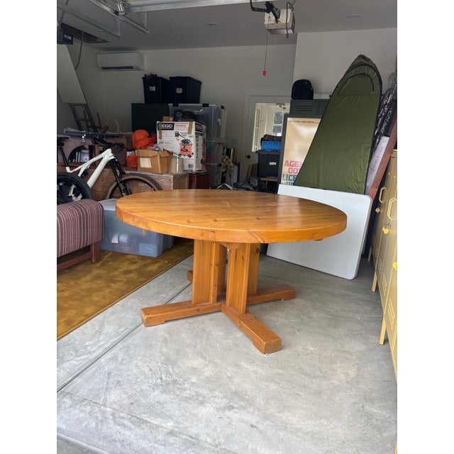 1970s Mid-Century Rainer Daumiller Inspired Solid Pine Round Pedestal Dining Table For Sale In Los Angeles - Image 6 of 11