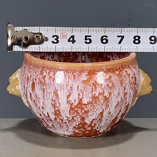 Vintage Flambé Glazed Porcelain Teacup – Double Beast-Head Handles For Sale - Image 4 of 9