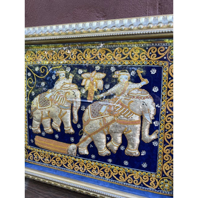 Vintage Beaded Sequin Elephant Tapestry For Sale - Image 4 of 7