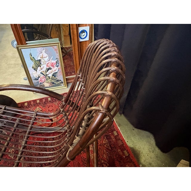 Wood Rattan Rocking Chair by Rohé Noordwolde, 1960s For Sale - Image 7 of 10