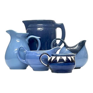 Mid 20th Century Mid Century Modern Moody Blues Mixed Pitcher Curation - Group of 5 For Sale