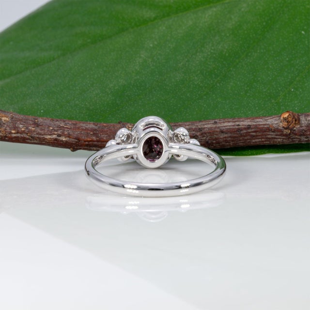Purple Purple Spinel Ring With Earth-Mined Diamond Accents in Solid 14k Gold, Size 6.75 For Sale - Image 8 of 9