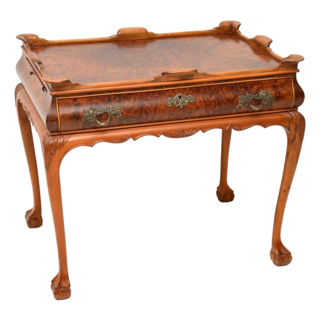 Vintage Side Table in Burr Walnut, 1920s For Sale