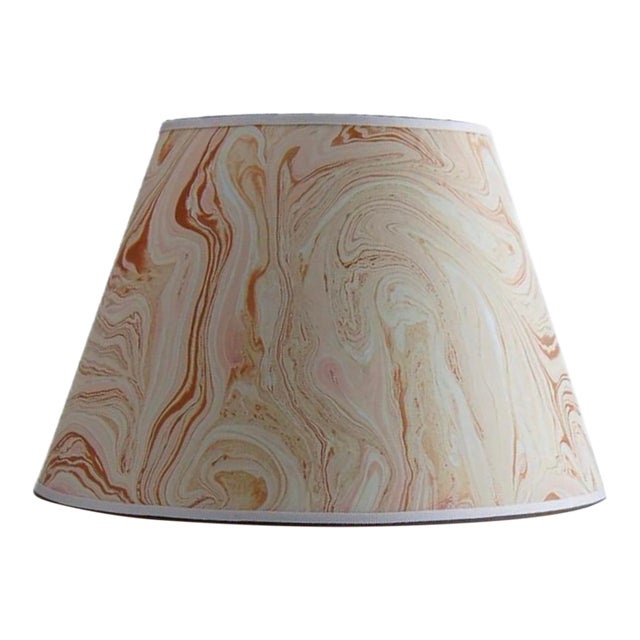 Marbled Paper Lampshade in Rose and Gold Swirl - 12” x 18” x 12” For Sale