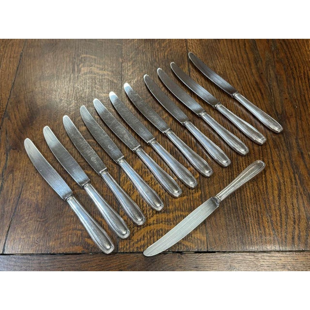 Large Silver-Plated Metal Knives, Set of 12 For Sale - Image 4 of 4