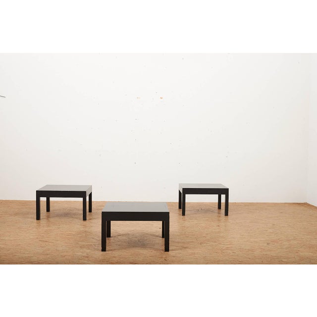 Vintage Nesting Tables in Wood Lacquered Black by Ulrich P. Wieser for Wohnbedarf, 1958, Set of 3, in Good conditions....