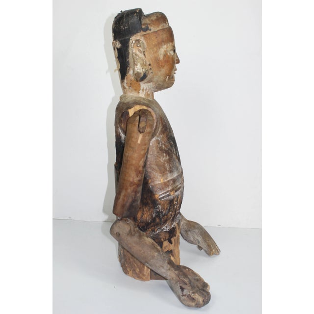 Figurative 18th Century Century Pacific Rim Carved Wooden Figure Sculpture For Sale - Image 3 of 9