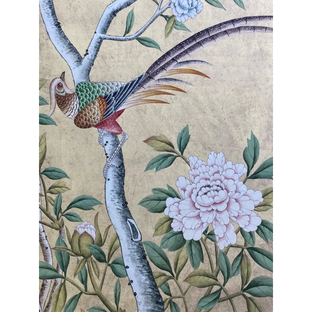 Paper Pair of Chinoiserie Wall Panel Artwork For Sale - Image 7 of 9