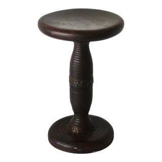 French Style Mid-Century Turned Pedestal Stool Plant Stand Vintage Mid-Century For Sale