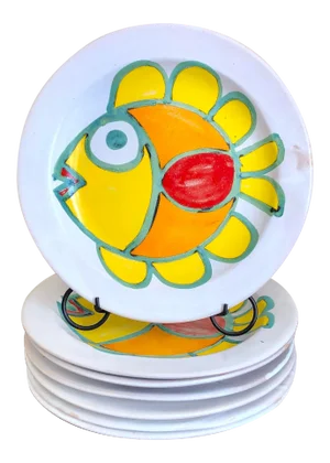 Giovanni DeSimone Italian Pottery Fish Dinner Plates- Set of 7