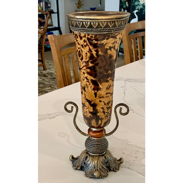 Neoclassical Neoclassical Gilt Vase With Tassel Base For Sale - Image 3 of 5