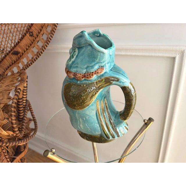 Midcentury French Majolica Owl Pitcher For Sale - Image 10 of 16
