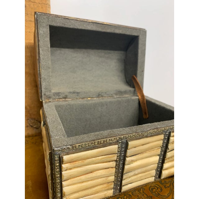 Tribal Vintage Late 20th Century Brass Dome-Top Jewelry/Document Box With Bone Fittings For Sale - Image 3 of 6