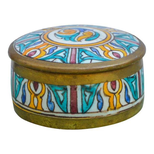 Handmade Moorish Box W/ Brass Inlay For Sale