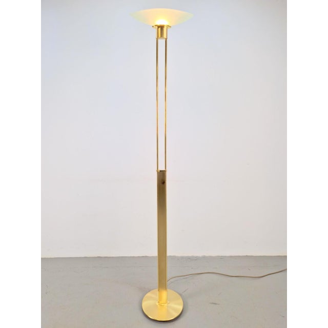 Regency Holtkotter Torchiere brass floor lamp 2517-1-P1 with Venetian glass Polished brass / brushed brass with champagne-...