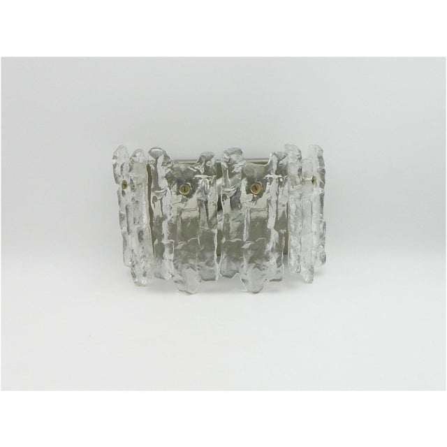 Vintage Sierra Ice Glass Wall Lights by Kalmar Vienna, 1970s, Set of 2 For Sale - Image 8 of 12