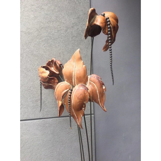 Wood 1970's Mid-Century Modern Wood and Bronze Tropical Plant Sculpture For Sale - Image 7 of 10