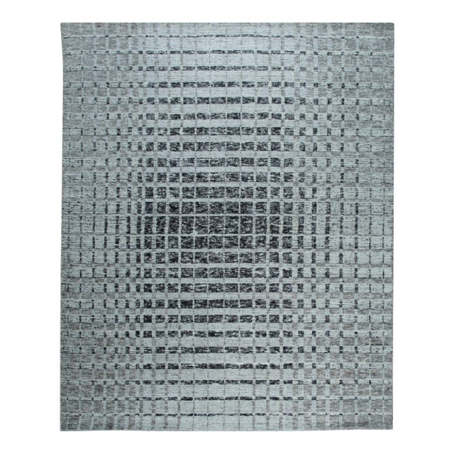 6x9 Nadia Ava Gray Traditional Geometric Handmade Wool Carpet Rug For Sale