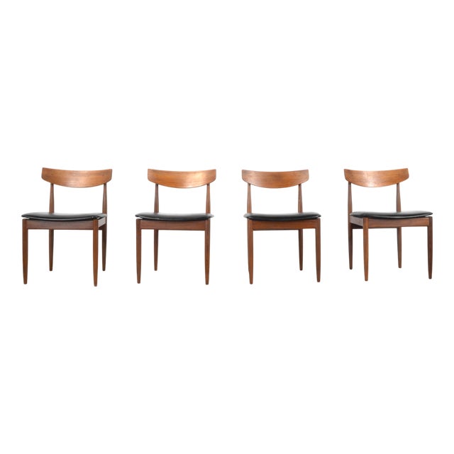 Teak and Aniline Leather Dining Chairs by Ib Kofod-Larsen for G-Plan, 1960s, Set of 4 For Sale
