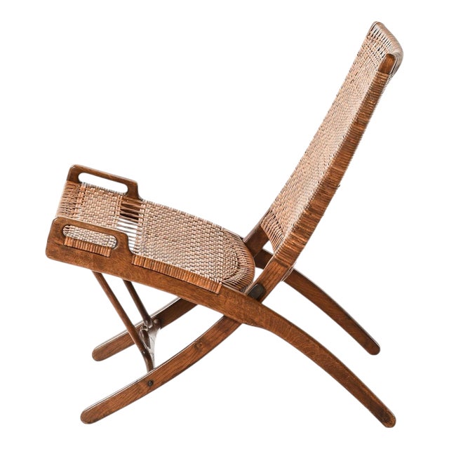 JH-512 Folding Chair in Cane and Oak attributed to Hans Wegner, 1950 For Sale
