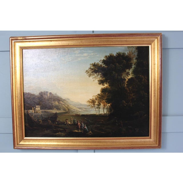 Follower of Claude Lorrain, Merchants on the River Po, 1800s, Oil on Canvas For Sale - Image 10 of 18