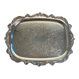 Early 20th Century Old English Pattern, Rectangular Silver-Plate Tray by Poole For Sale