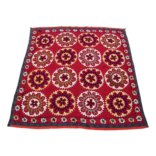 Vintage Hand Embroidered Suzani Wall Hanging, 1920s For Sale