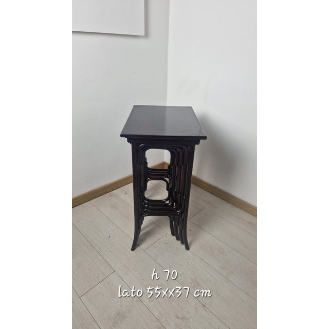 Four 1920s-Style Wooden Nesting Tables with Thonet Label Decorations, Set of 4 For Sale - Image 9 of 18