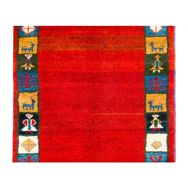 Tribal Vintage Persian Gabbeh Rug For Sale - Image 3 of 11